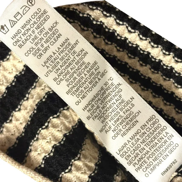 Adrianna Papell Wool blend cream black striped pointelle cardigan Size M - Image 8