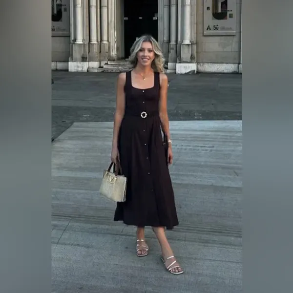 Nwt Zara Belted Midi Dress Size S - Image 2