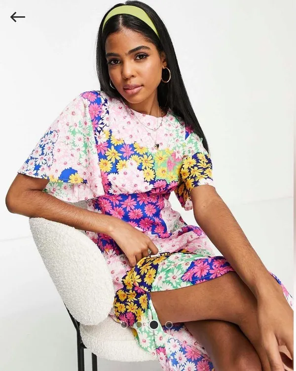 Flutter sleeve midi tea dress in mixed floral print, size s (us 4) - Image 9