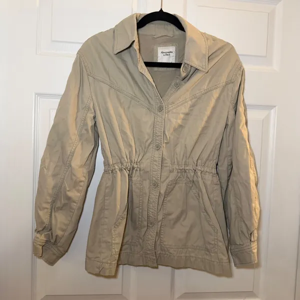 Abercrombie & Fitch‎ Utility Jacket Tan Small Cinched Waist Safari Casual - Image 3