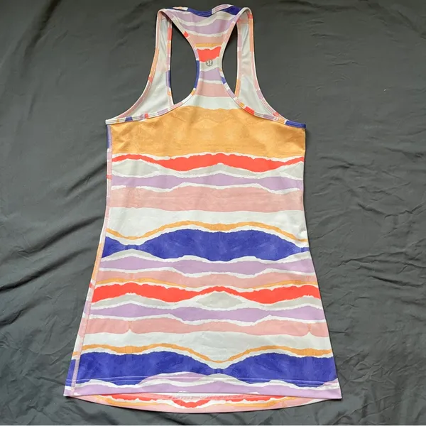 Lululemon Multicolor Striped Racerback Cotton Tank Top Scoop Neck Women XS - Image 4