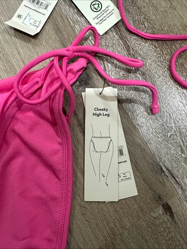 Hot Pink Triangle String Bikini - surf pink - cheeky high leg - Image 2