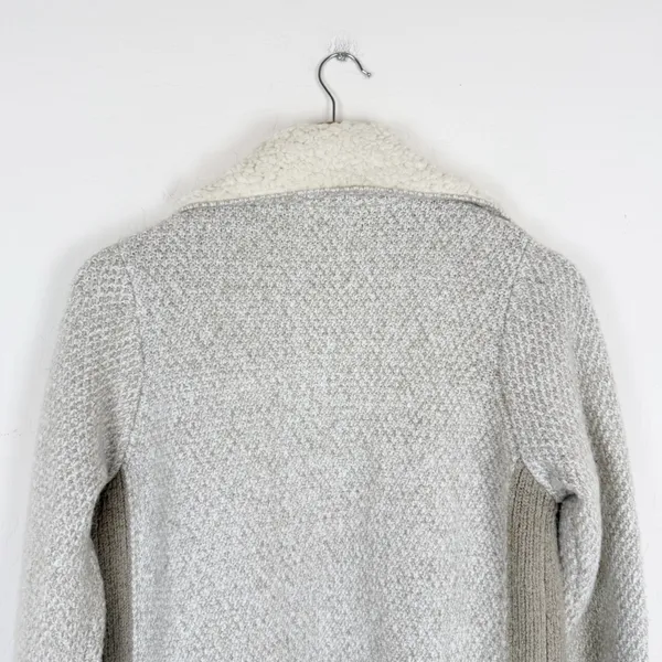 Anthropologie Sleeping on Snow Beige Sherpa Lining Coat Long Sweater - Image 5
