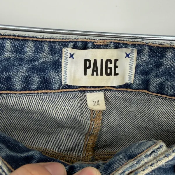 Paige Sarah Straight Jeans 24 High‎ Rise Blue Denim Made in USA - Image 4