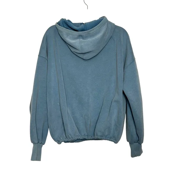 BIBI Blue Quarter Zip Hoodie Small Pullover Sweatshirt Kangaroo Pocket Cozy - Image 3