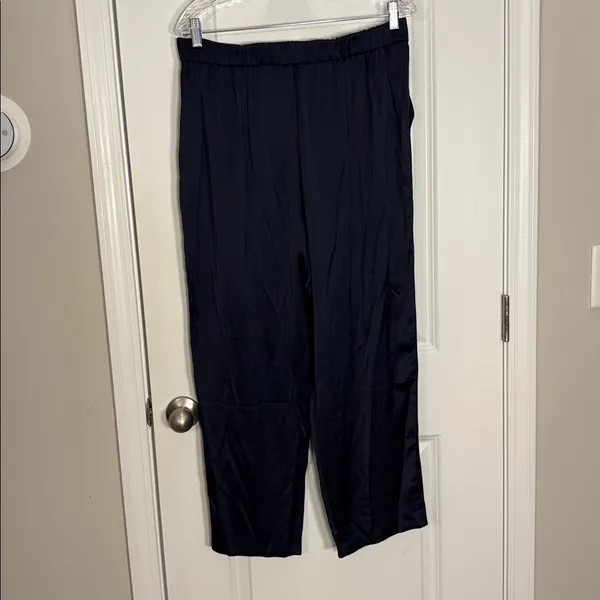 Madewell Satin Drapey Tapered Pleat Pants Large‎ blue - Image 6