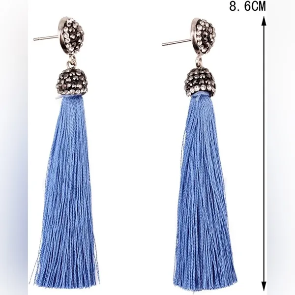 Charming Charlie Blue Tassel Earrings - Image 6