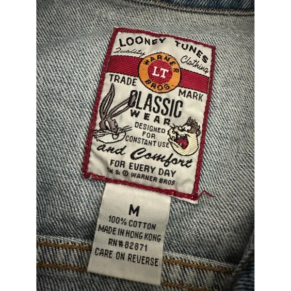 Vintage Warner Bros Looney‎ Tunes jean denim jacket M - Image 7