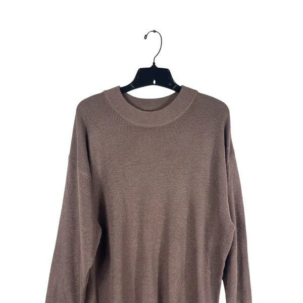 Free People FP Beach Oversized Pullover Sweater Brown Cotton Blend Stretch NWT L - Image 2