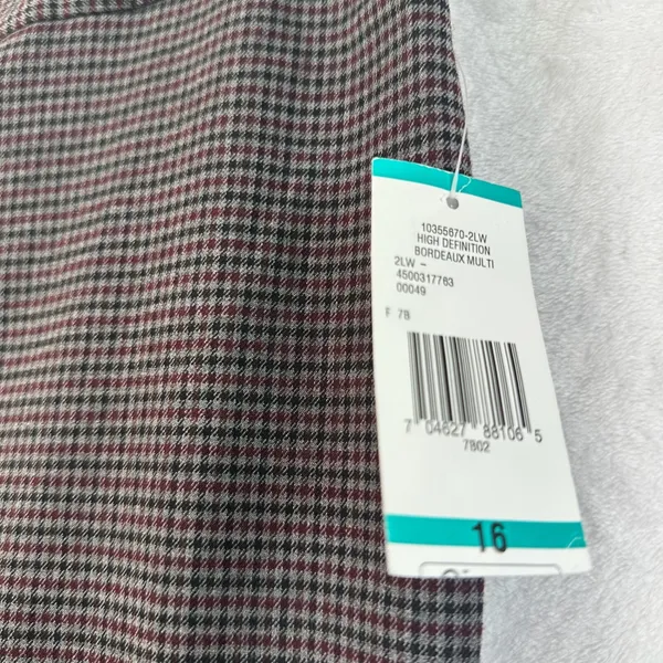 Nine West Skinny Dress Pants 16 Bordeaux Multi Houndstooth Plaid Suit Separates - Image 3