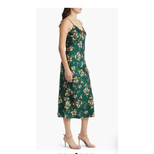NWT Lost + Wander Sarah Floral Print Midi Slipdress Green Size Medium - Image 3