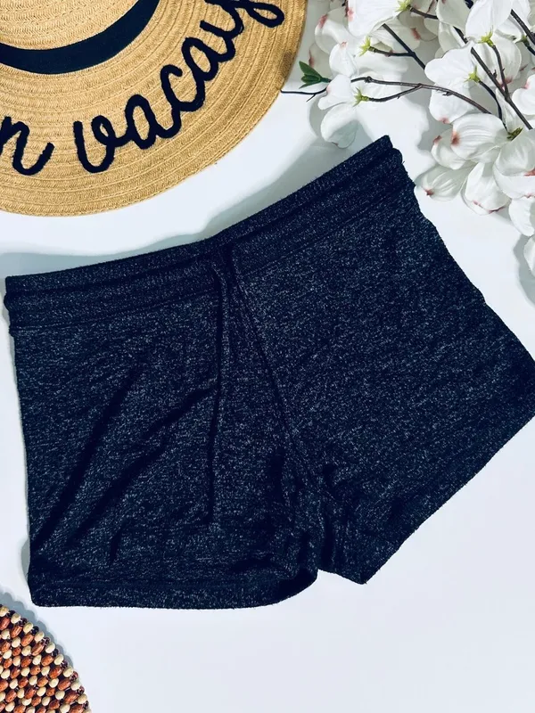 American Eagle Amazingly Soft Knit Lounge Shorts Black Heather Drawstring Small - Image 5