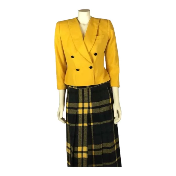 Vintage PETITE SOPHISTICATE yellow double breasted power blazer size 2 - Image 3