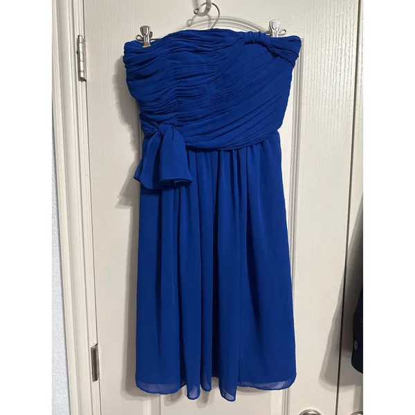Calvin Klein Empire Waist Strapless Ruched Chiffon‎ Cocktail Dress Wedding Guest - Image 2