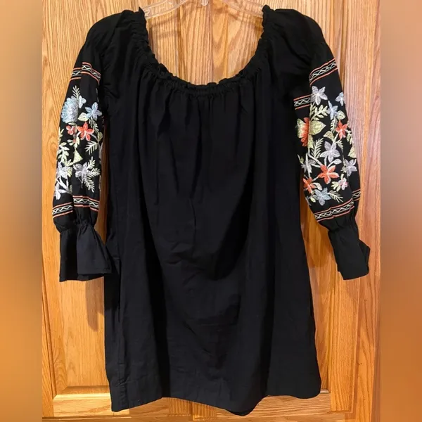 Free People Fleur‎ Du Jour Floral Embroidered Off-the-Shoulder Mini Dress Small - Image 15