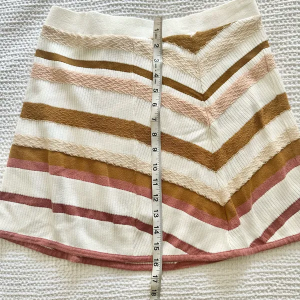 Free people tan mauve striped knit mini skirt - Image 3