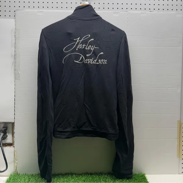 Harley Davidson Y2K Silver Logo Zip Up Jacket - Image 2