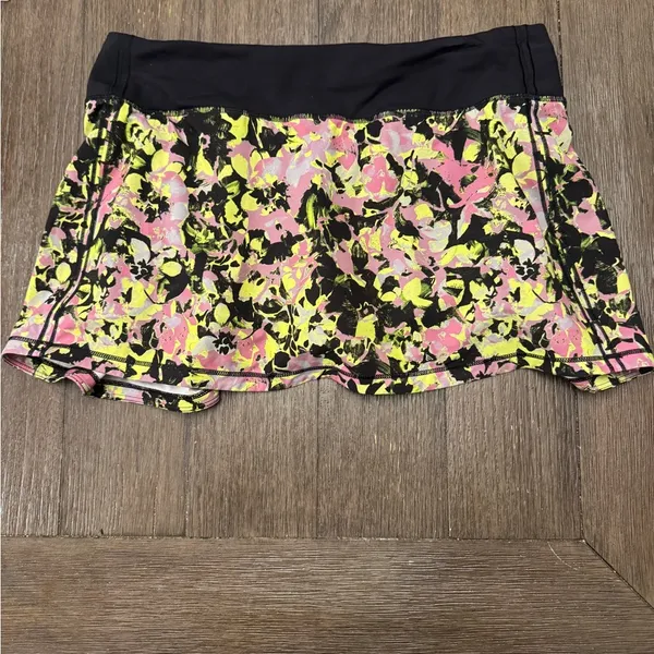 Lululemon Pace Rival Mid-Rise Skirt skort Inflected Highlight Yellow Black 8 - Image 6