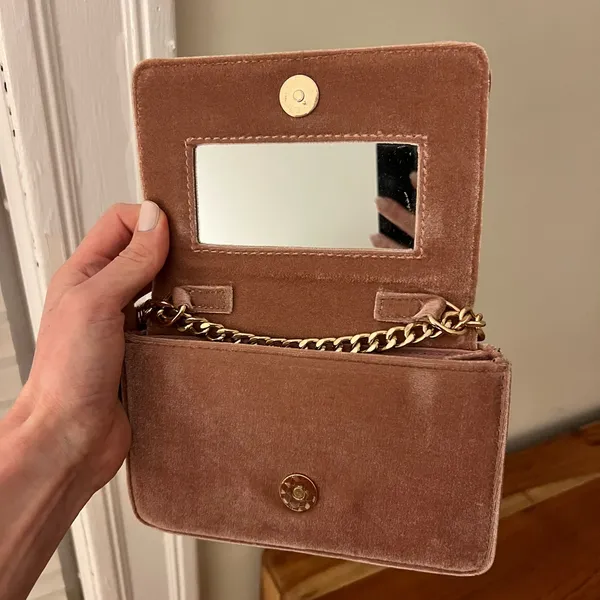 Anthropologie Velvet Mini Bag with Gold Chain - Image 3
