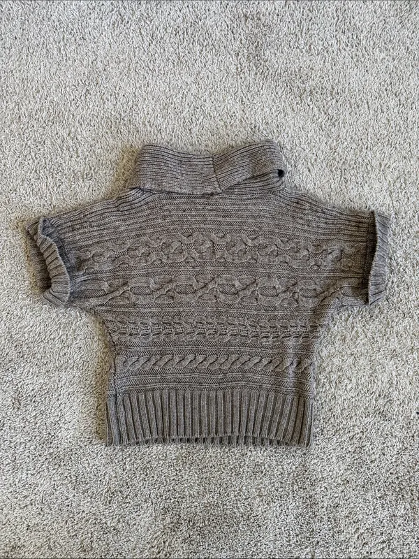 Nine West Short-Sleeve Cable Knit Turtleneck Sweater Brown - Size Medium - Image 3