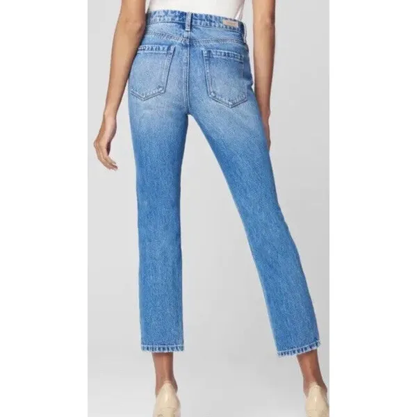 BlankNYC Denim Jeans Button Fly Crop High Rise Blue Distressed Women’s 24 Ripped - Image 3