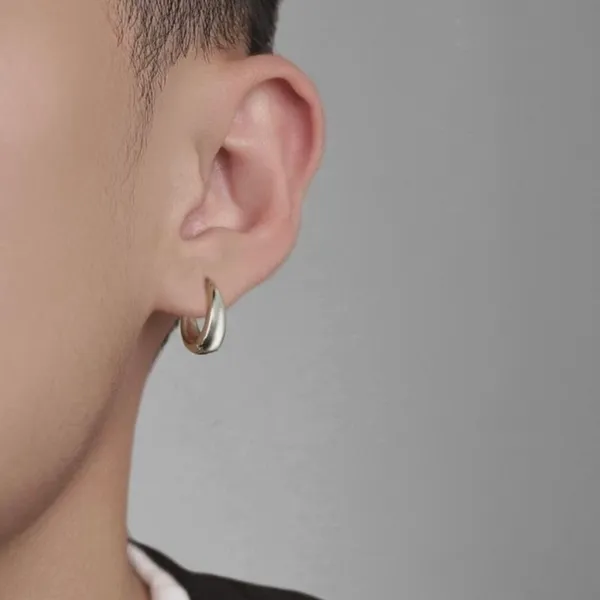 925 Silver Plated Small Hoop Earrings for Men Women, Punk Hip Hop Earrings - Image 4