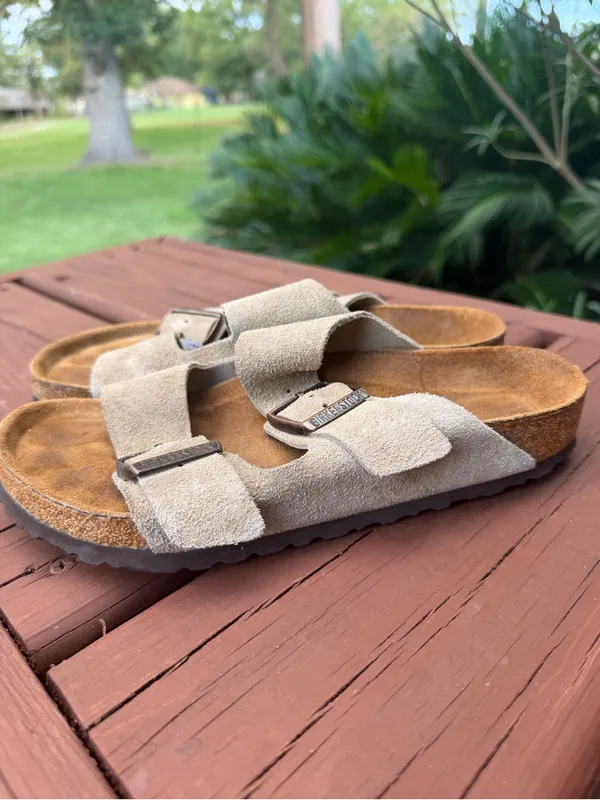 Birkenstock Arizona Soft Footbed Taupe Suede Sandals EU 37 US 6.5 $155 - Image 5