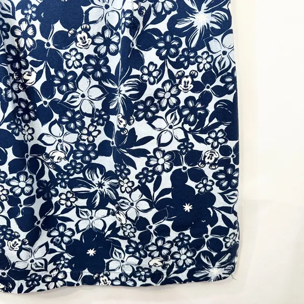 VTG Disney Medium Shift Dress Blue Floral Hidden Mickey‎ Sleeveless Resort 1293 - Image 5