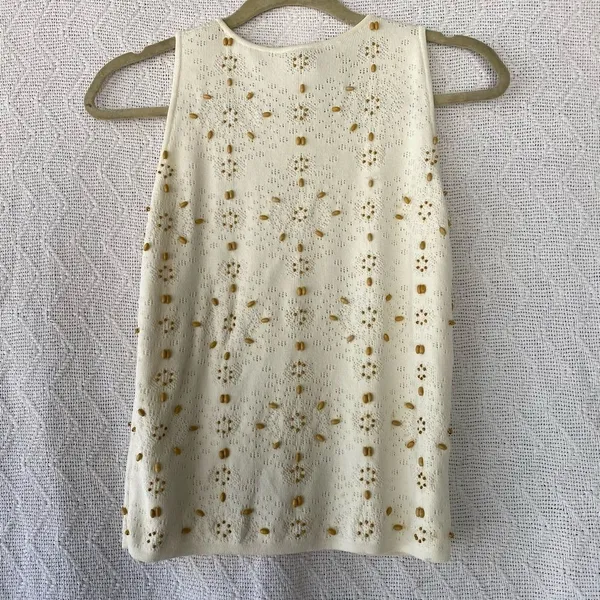 Vintage Oscar de la Renta Beaded Sweater Tank - Image 4