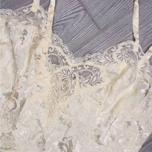 Nwt Vintage white & gold label Victoria secret lace teddy nightgown lingerie - Image 3
