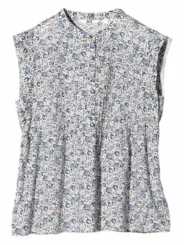 Uniqlo Light Cotton Pintuck Blouse | Sleeveless NWT Off White XL - Image 3