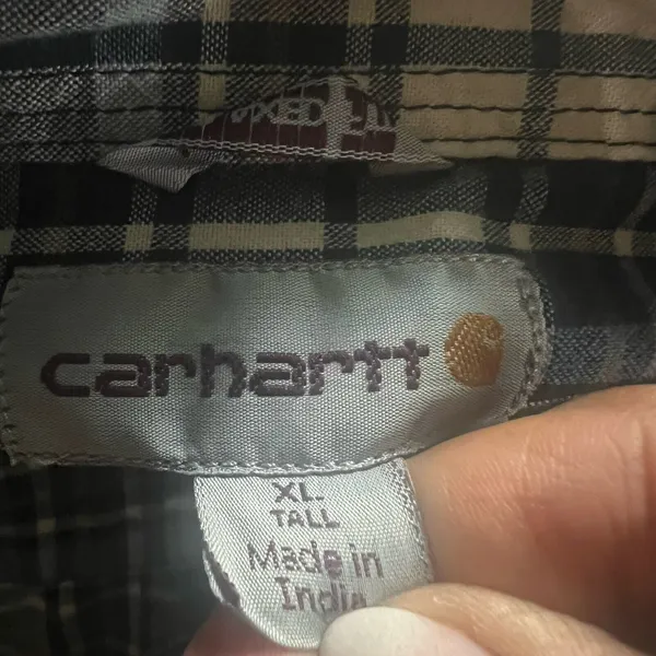 Carhartt Men’s Plaid Flannel Size XL Blue Black White Cotton Long Sleeve - Image 11