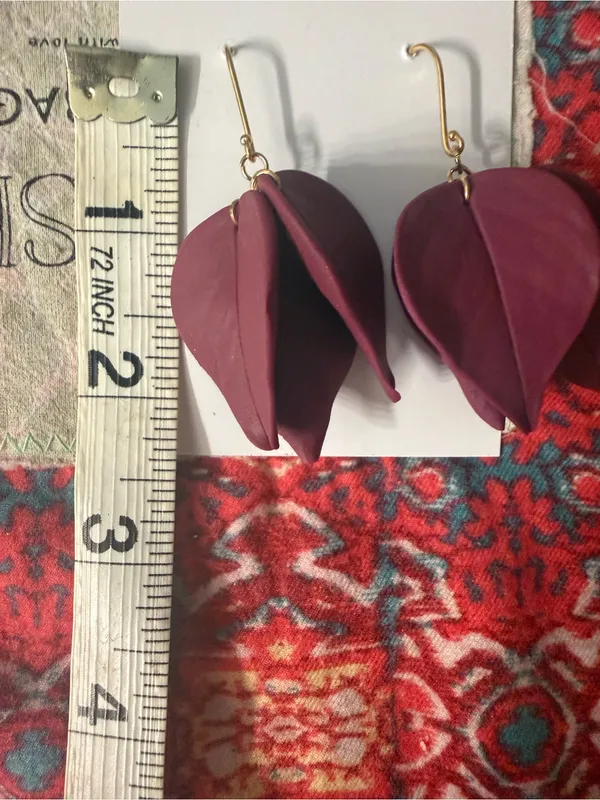 Handcrafted Bougainvillea Petal Drop Earrings - Women Jewelry - Image 2
