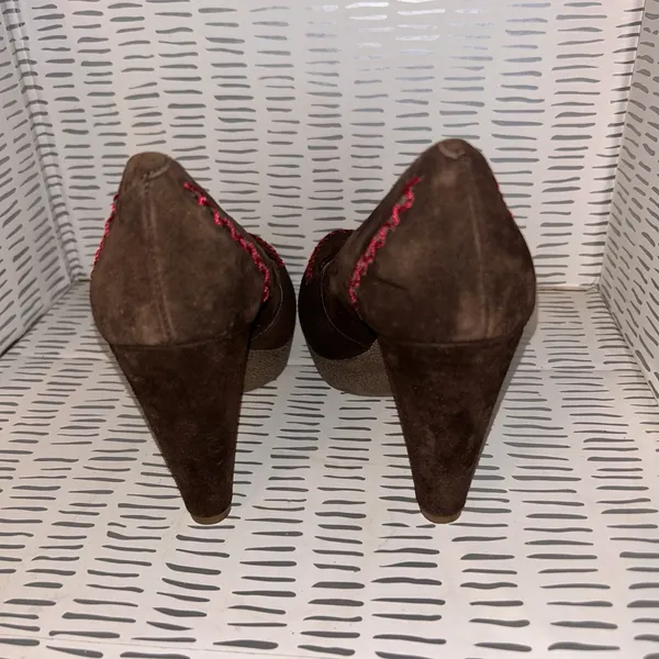 Anthropologie Holding Horses Heels Womens‎ 39 Platform Pump Brown Moc Toe Casual - Image 5