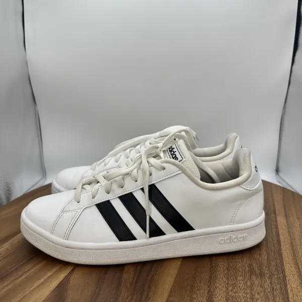 Adidas Grand Court Base Low Top Sneakers Shoes White Black EE7968 Women's 7.5 - Image 3