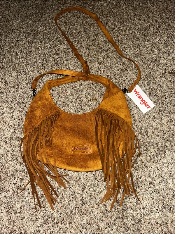 Wrangler Suede Fringe Crossbody Bag in Tan NWT - Image 2