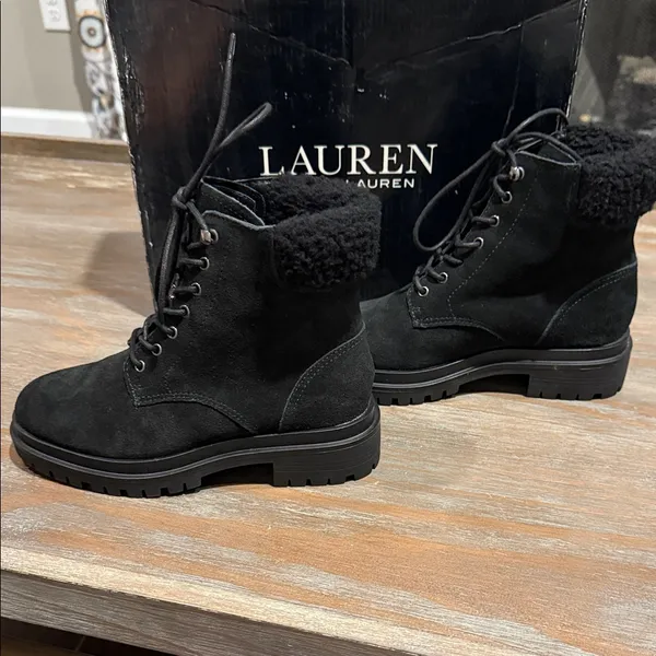 NWT Lauren‎ Ralph Lauren Carlee Black Suede Booties – Size 5 - Image 5