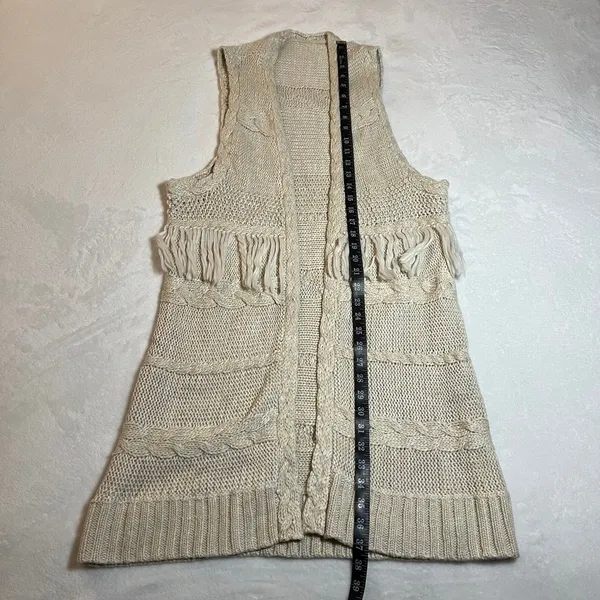 Women's Sleeveless Open Front Cable Knit Vest Duster Cardigan Size Med Casual - Image 5