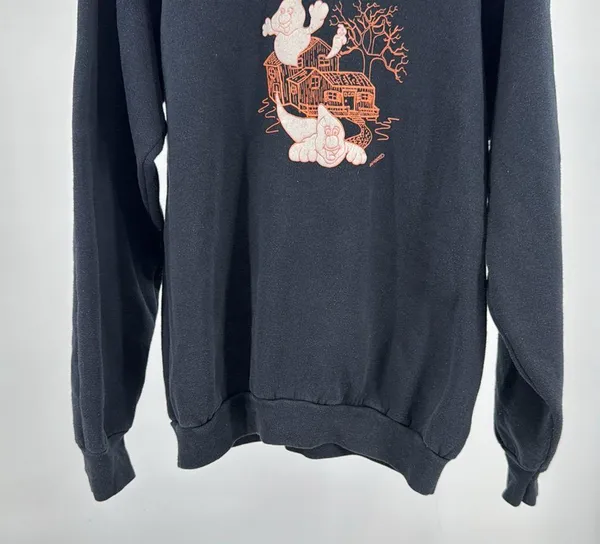 Dr Winders puff graphic Halloween vintage Fruit of the Loom Black Sweatshirt XL - Image 4