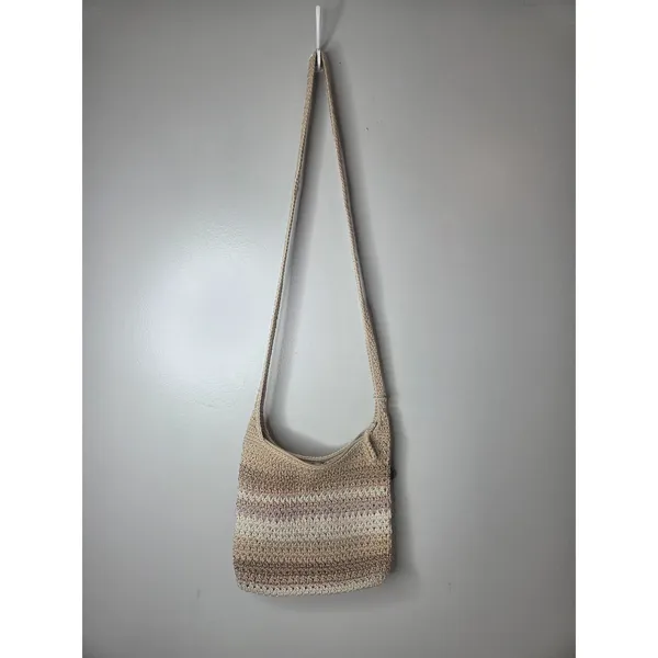 The Sak Crossbody Multi Colored Crochet Handbag Purse with bag charm - Image 4