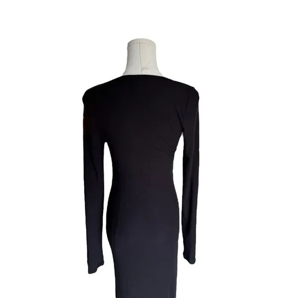 SKIMS - Soft Lounge Ribbed Stretch-Modal Maxi Dress Onyx Black Sz L - Image 6