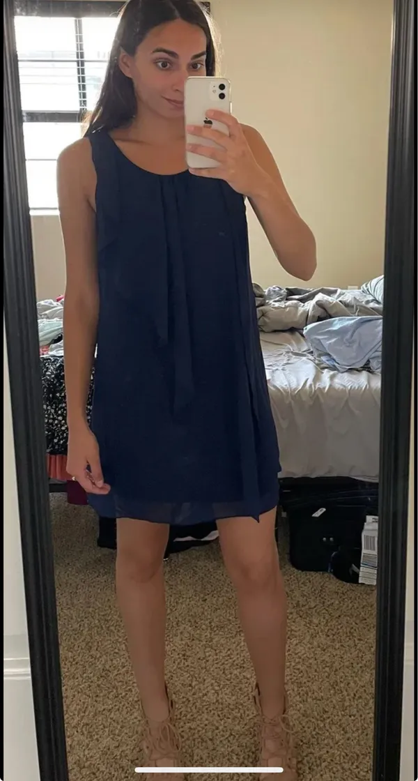 Navy Blue Shift Dress Size M - Image 4