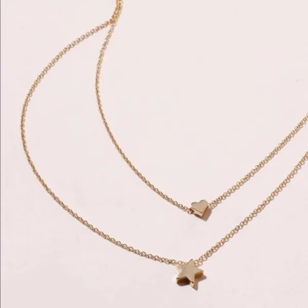 3/$30 💛 Heart Star Layered Necklace Gold - Image 4