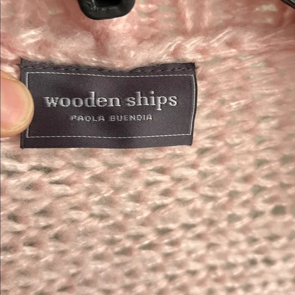 Wooden Ships Mohair‎ Wool Blend Light Baby Pink Cardigan Sweater Size S / M - Image 3