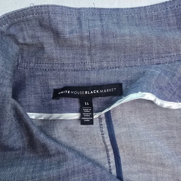 White House Black‎ Market -961 WHBM Chambray Moto Jacket Womens 14 - Image 5
