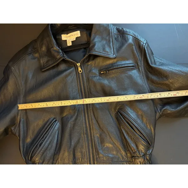 Colebrook & Company Vintage womens black leather biker cinched waist jacket szM - Image 6