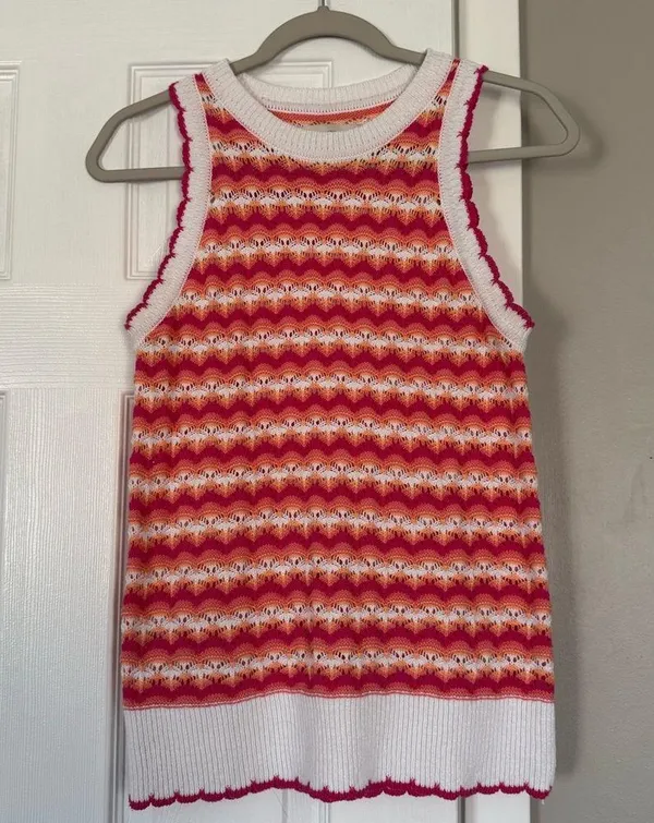 LOFT colorful knit scalloped tank sweater - Image 8