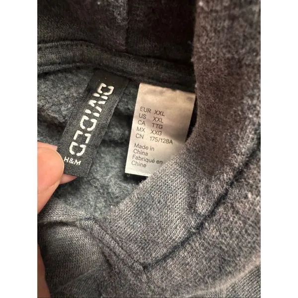 H&M Divided Hoodie Womens XXL Dark Grey Acid Wash Queen of Your Heart Graphic - Image 5