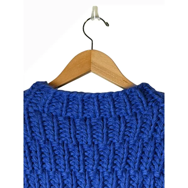 English Factory Sweater Vest Women Small‎ Blue Chunky Knit Oversized Preppy - Image 7
