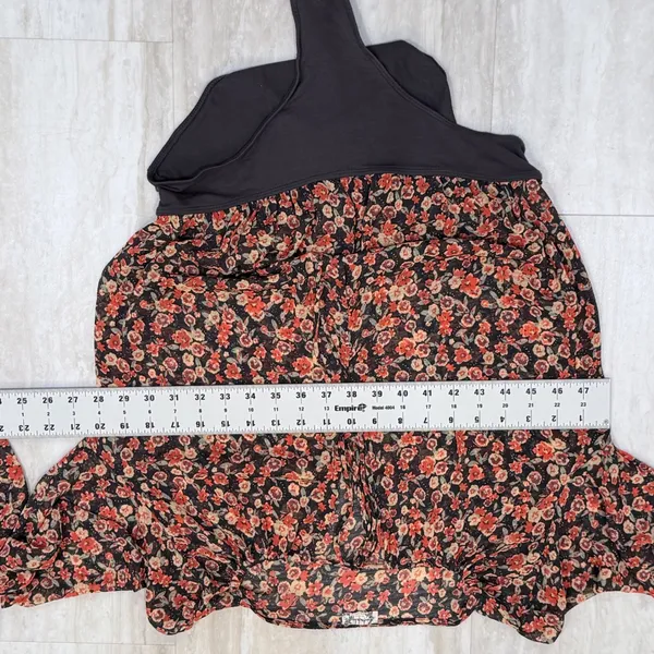 Free People Intimates Floral Chiffon Long Sleeve Bodice Bodysuit Small Black Red - Image 4